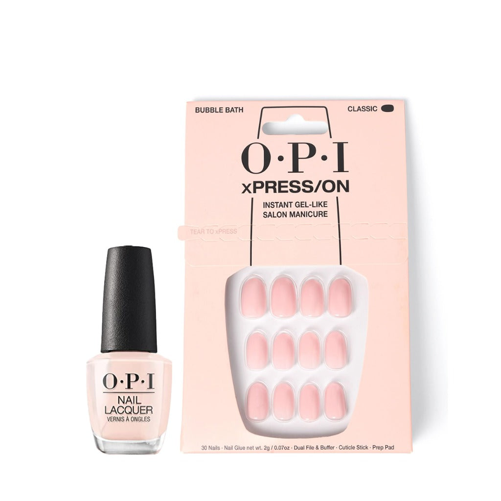OPI xPRESS-ON Mod About You - Light Pink Short and Round Shaped Press On Nails - With Nail Glue - Long Lasting, Reusable and Non-Damaging False Nails