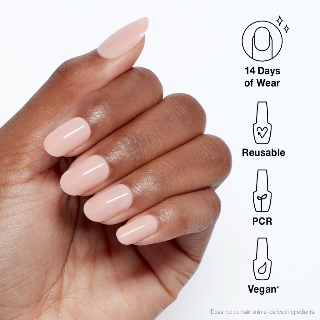 OPI xPRESS/ON Bubble Bath - Nude Pink Short Round Press On Nails - With Nail Glue - Long Lasting, Reusable & Non-Damaging Short False Nails