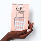 OPI xPRESS/ON Bubble Bath - Nude Pink Short Round Press On Nails - With Nail Glue - Long Lasting, Reusable & Non-Damaging Short False Nails
