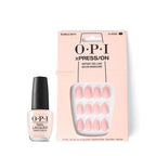 OPI xPRESS/ON Bubble Bath - Nude Pink Short Round Press On Nails - With Nail Glue - Long Lasting, Reusable & Non-Damaging Short False Nails