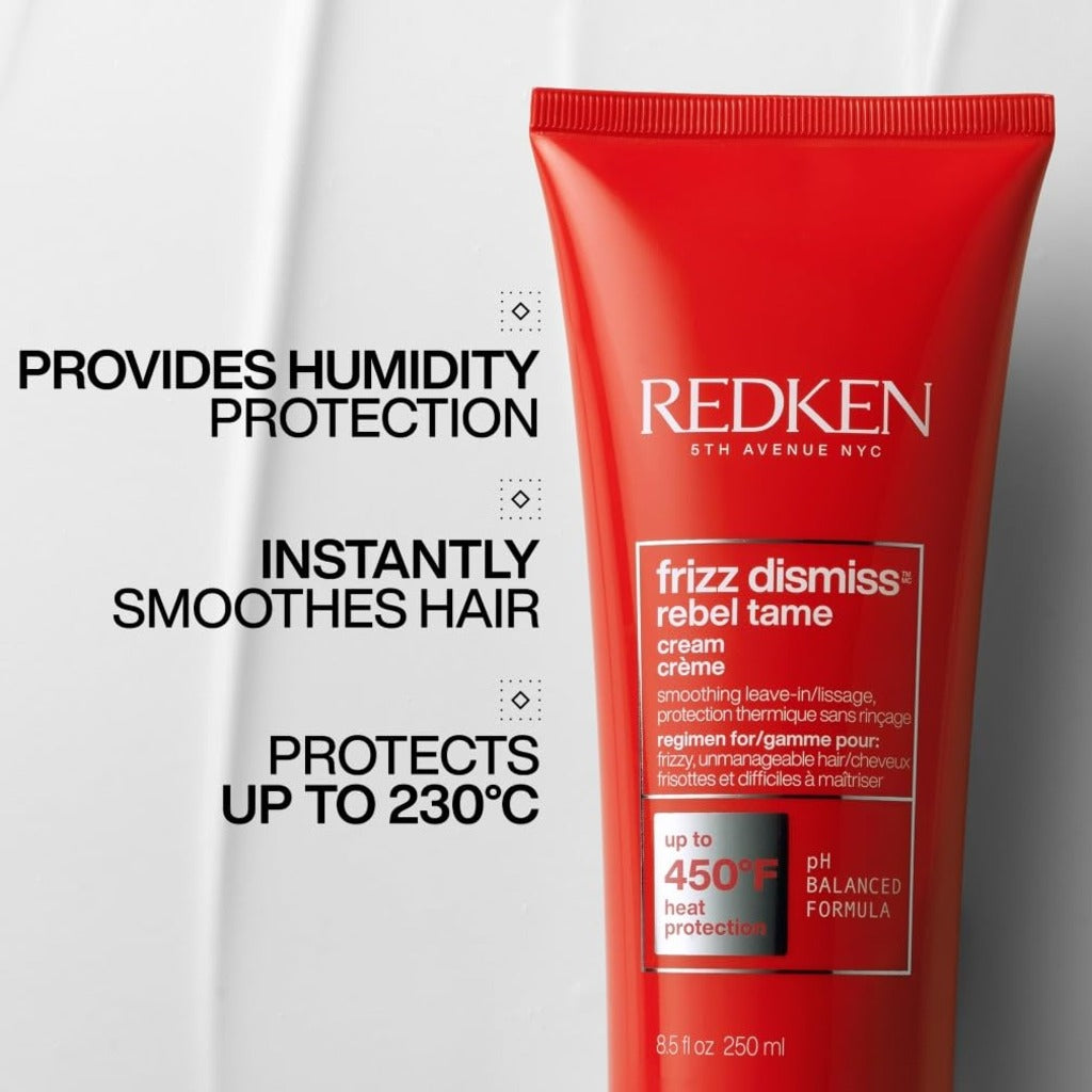 Redken | Heat Protection Smoothing Cream, Babassu Oil, Frizz Dismiss Rebel Tame, 250 ml - Damaged Box