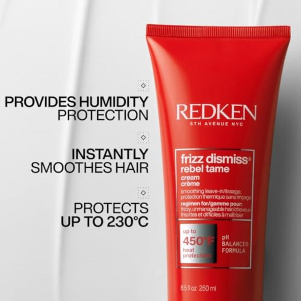 Redken | Heat Protection Smoothing Cream, Babassu Oil, Frizz Dismiss Rebel Tame, 250 ml - Damaged Box