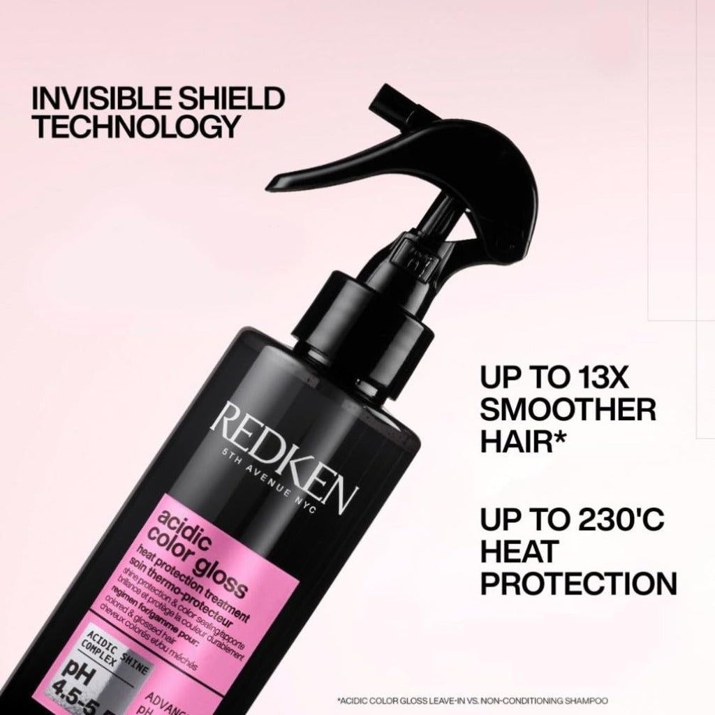 REDKEN Acidic Color Gloss Heat Protection Treatment 230^0C, Leave-In Treatment, Hair Shine Spray, Colour Protection, 190ml - Damaged Box