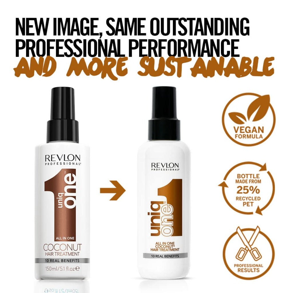 REVLON PROFESSIONAL UNIQONE COCO HAIR TREATMENT, Leave-In Hair Treatment, Hair Treatment, Coconut Fragrance - 150 ml - Damaged Box