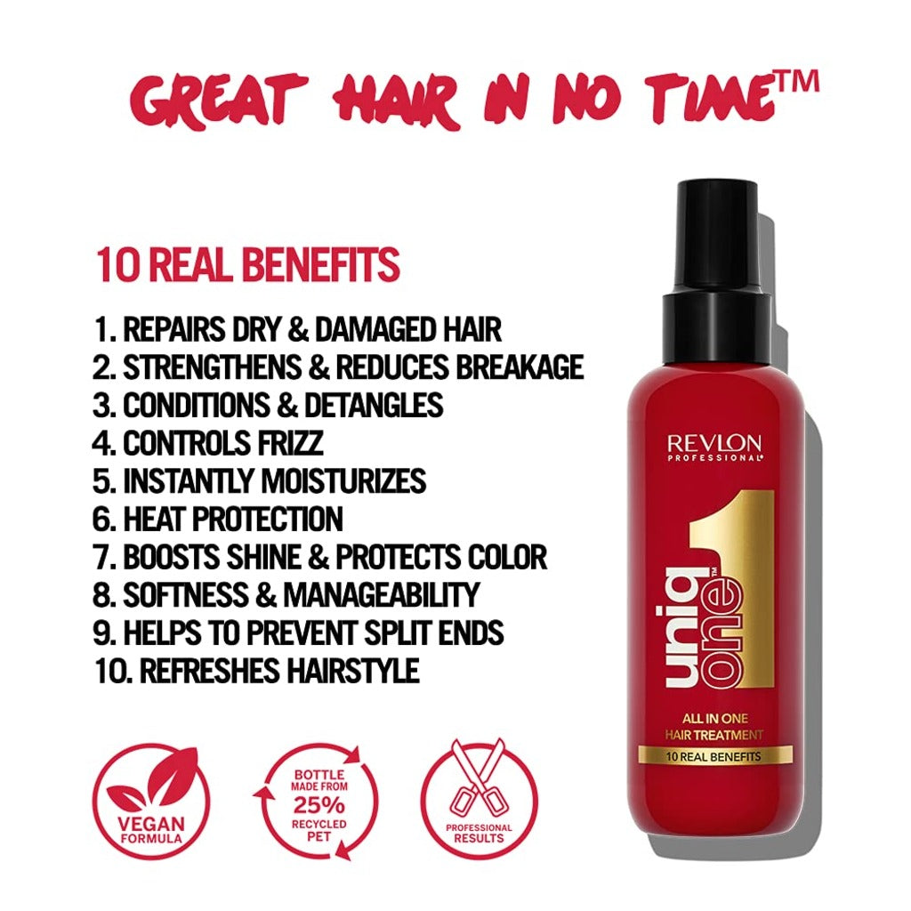REVLON PROFESSIONAL Uniqone Hair Treatment, Moisturizing Leave-in Hair Treatment, Repair for Damaged Hair, Hair Treatment, Classic Fragrance - 150 ml - Damaged Box
