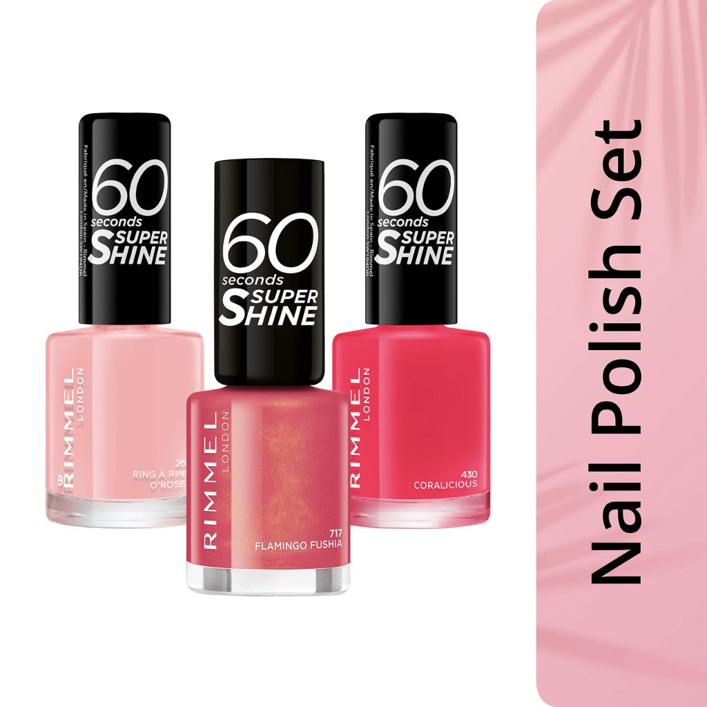 Rimmel 60 Seconds Super Shine Nail Polish, 430 Coralicious, Quick-Dry Nail Polish, Ultra-Shiny Finish, Easy to Apply, Vibrant Colour, Long-Wearing, Improved Formula, Vegan, 8ml