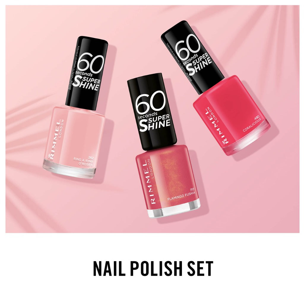 Rimmel 60 Seconds Super Shine Nail Polish, 430 Coralicious, Quick-Dry Nail Polish, Ultra-Shiny Finish, Easy to Apply, Vibrant Colour, Long-Wearing, Improved Formula, Vegan, 8ml