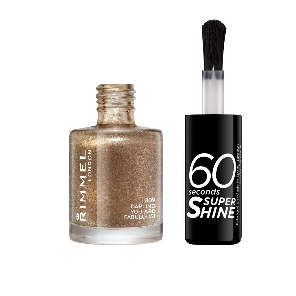 Rimmel 60 Seconds Super Shine Nail Polish, 809 Darling, You Are Fabulous!, Quick-Dry Nail Polish, Ultra-Shiny Finish, Easy to Apply, Vibrant Colour, Long-Wearing, Improved Formula, Vegan, 8ml - Very Good