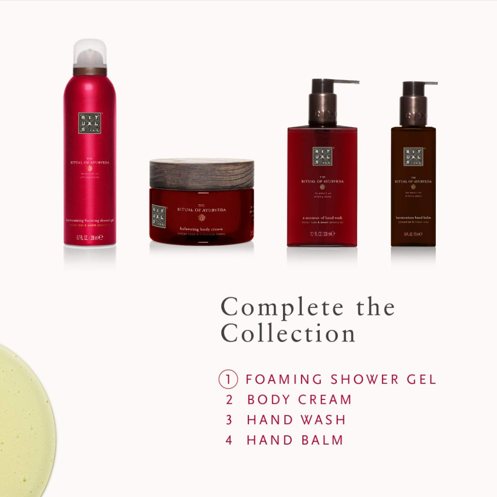 RITUALS Foaming Shower Gel from The Ritual of Ayurveda, 200 ml - with Indian Rose & Sweet Almond Oil - Soothing & Nourishing Properties - Good