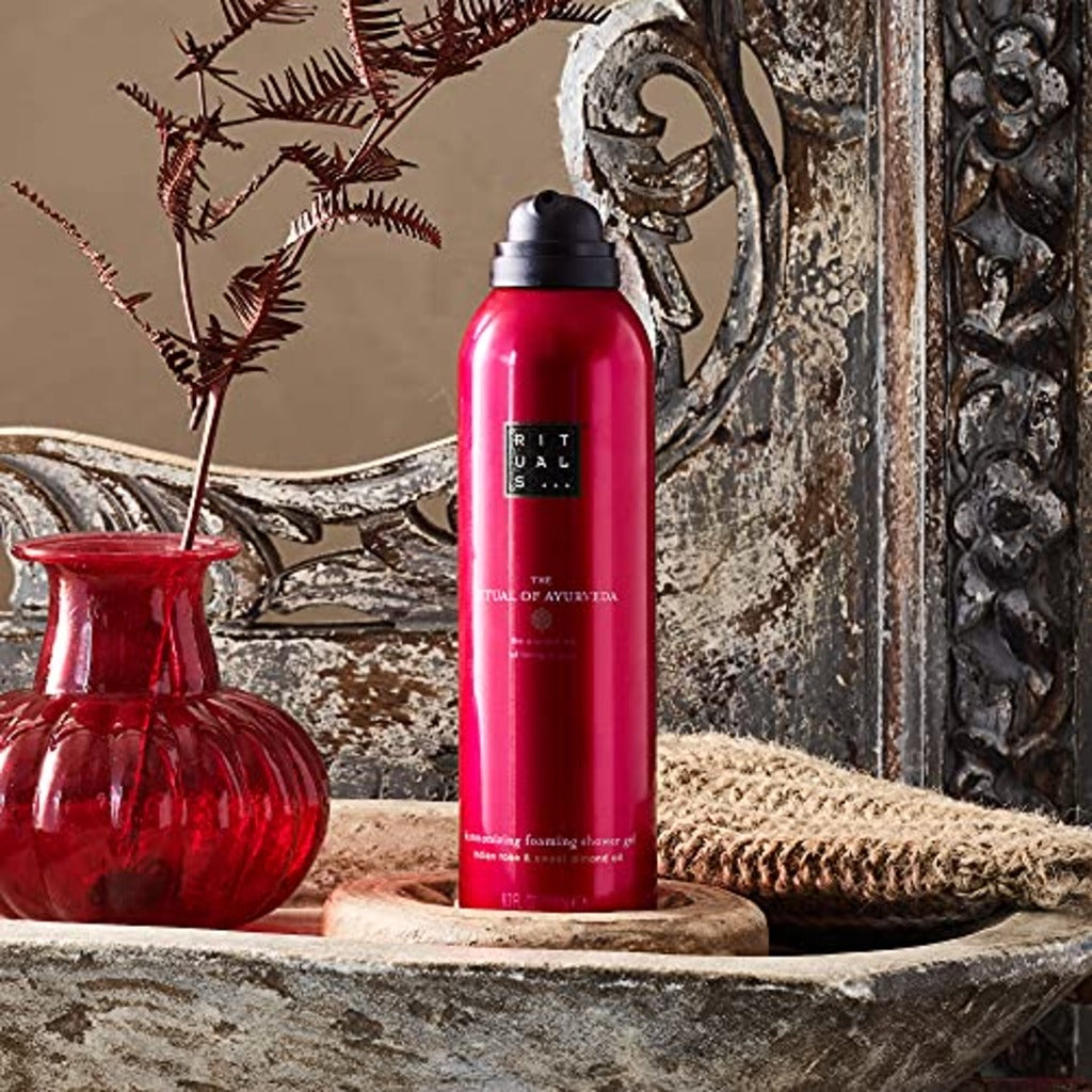 RITUALS Foaming Shower Gel from The Ritual of Ayurveda, 200 ml - with Indian Rose & Sweet Almond Oil - Soothing & Nourishing Properties - Good
