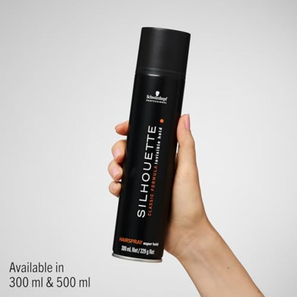 Schwarzkopf Professional Silhouette Super Hold Hairspray For Hair Styling Invisible Long Lasting Hold Micro Fine Film Formers Quick Drying Non Sticky Hairspray For Women Men 300 ml - Damaged Box