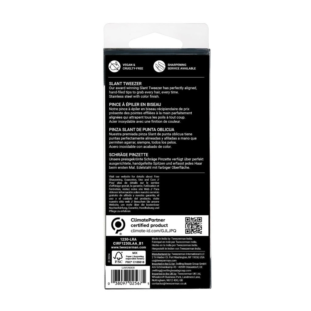 Tweezerman Lavender Slant Tweezer, Professional Stainless Steel Precision Tweezers for Facial Hair and Eyebrows, Amazon Exclusive (Pack of 1) - Very Good