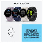 Garmin Vivoactive 5 Smartwatch Black Aluminum Bezel with Silicone Band GPS Fitness and Health Tracker for Android and iOS - Like New