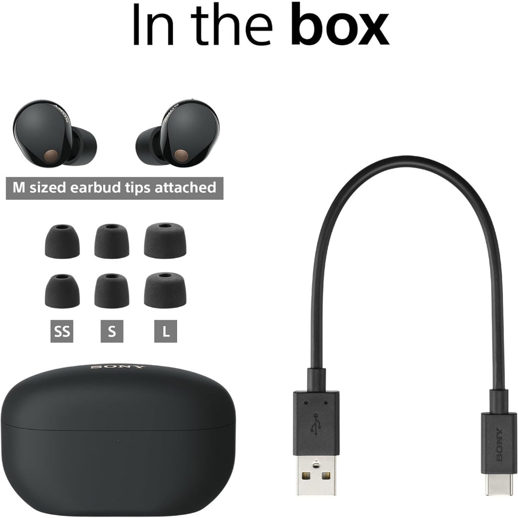 Sony WF-1000XM5 True Wireless Noise Cancelling Earbuds Bluetooth In-Ear Headphones with Mic and Alexa Built-in Black - Damaged Box