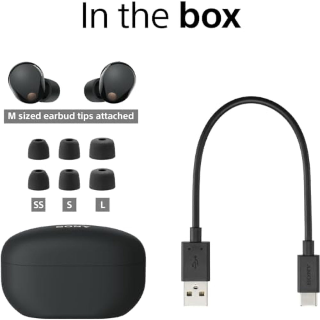 Sony WF-1000XM5 True Wireless Noise Cancelling Earbuds Bluetooth In-Ear Headphones with Mic and Alexa Built-in Black - Damaged Box