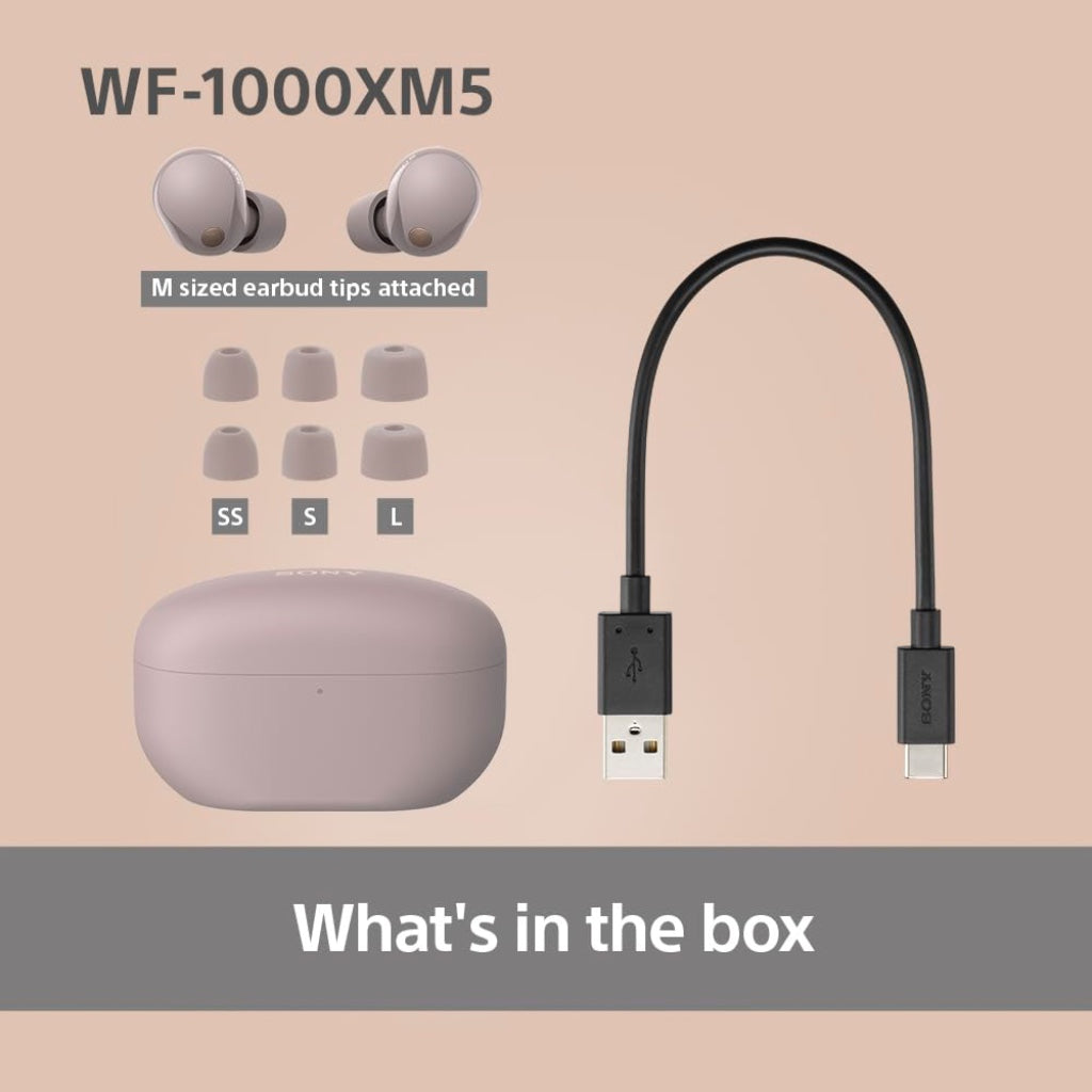 Sony WF-1000XM5 Noise Cancelling Wireless Earbuds Bluetooth Headphones - Smokey Pink - WF1000XM5P.CE7 - Like New