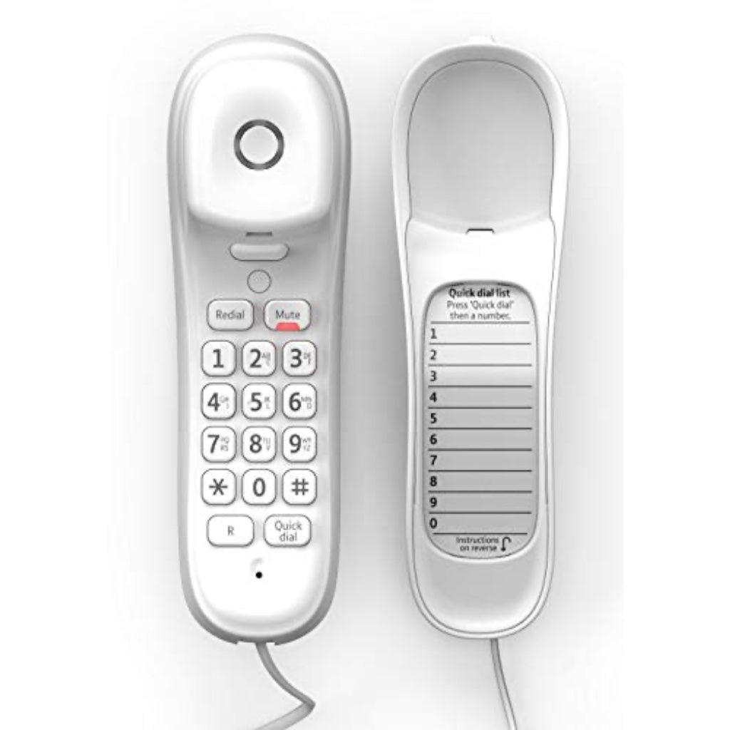 BT Duet 210 Corded Telephone - Compact Desk or Wall Mountable Landline Phone - White - Large Button Home and Office Phone - Damaged Box