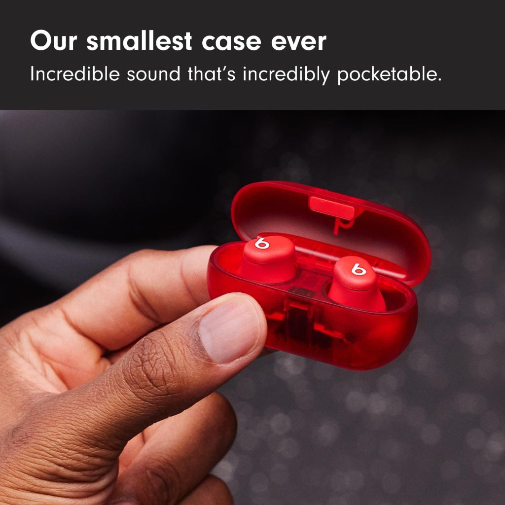 Beats Solo Buds True Wireless Bluetooth Earbuds Transparent Red In-Ear Headphones with Built-In Microphone and USB-C Charging B0D3JHKYNG - Damaged Box