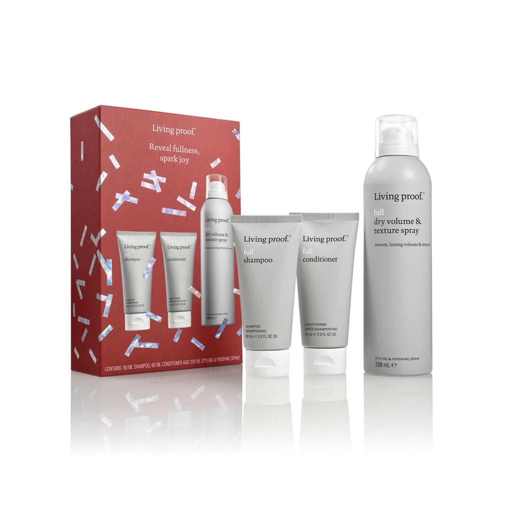 Living Proof Full Dry Volume & Texture Spray - Weightless Buildable Volume & Texture for Fine/Flat Hair - Heat Protection up to 210 ^0C - Vegan, Silicone- & Paraben-Free - Damaged Box