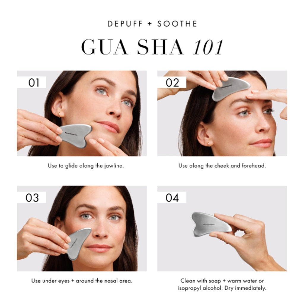 Tweezerman Stainless Steel Gua Sha, Face Guasha Tool for Jawline Sculpting & Puffiness Reducing, Guasha Massage Tool (Pack of 1) - Damaged Box