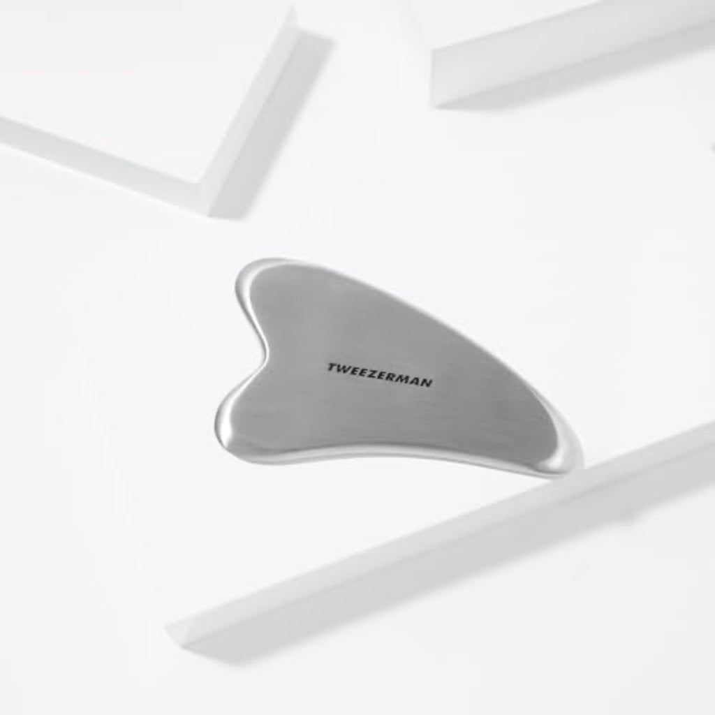 Tweezerman Stainless Steel Gua Sha, Face Guasha Tool for Jawline Sculpting & Puffiness Reducing, Guasha Massage Tool (Pack of 1) - Damaged Box
