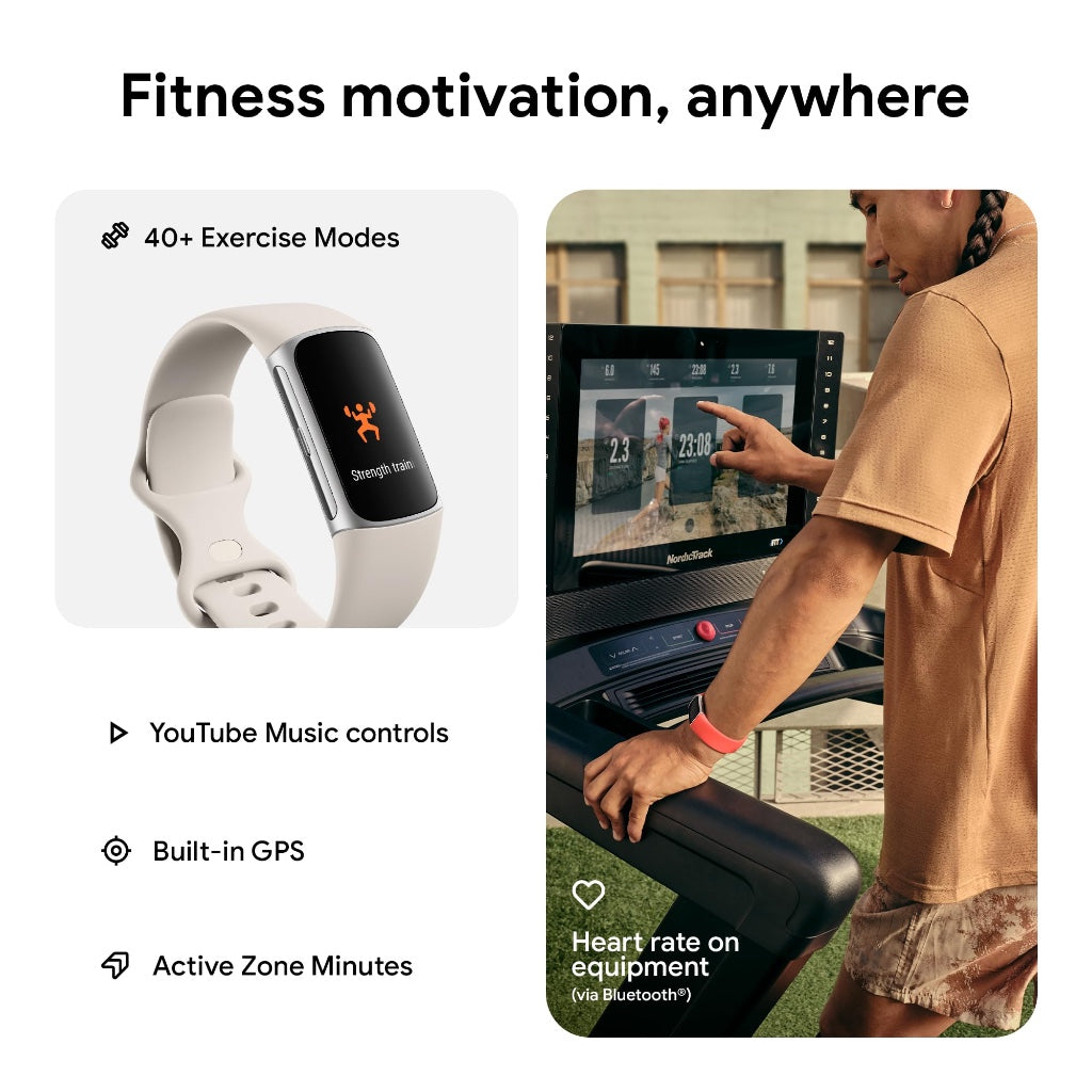 Fitbit Charge 6 Fitness Tracker with Heart Rate GPS and Porcelain Silver Aluminium Case with Chalk Sport Band B0CHN3TXPT - Damaged Box