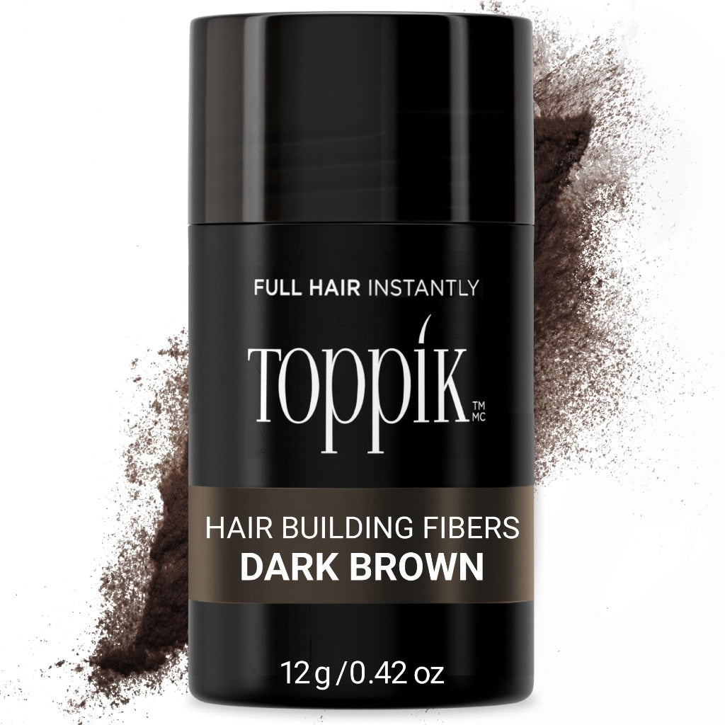 Toppik Hair Building Fibres Powder, for a Thicker-looking Hairline, Crown and Beard, Instant Thinning Concealer for Men and Women, Dark Brown, 12 g - Damaged Box