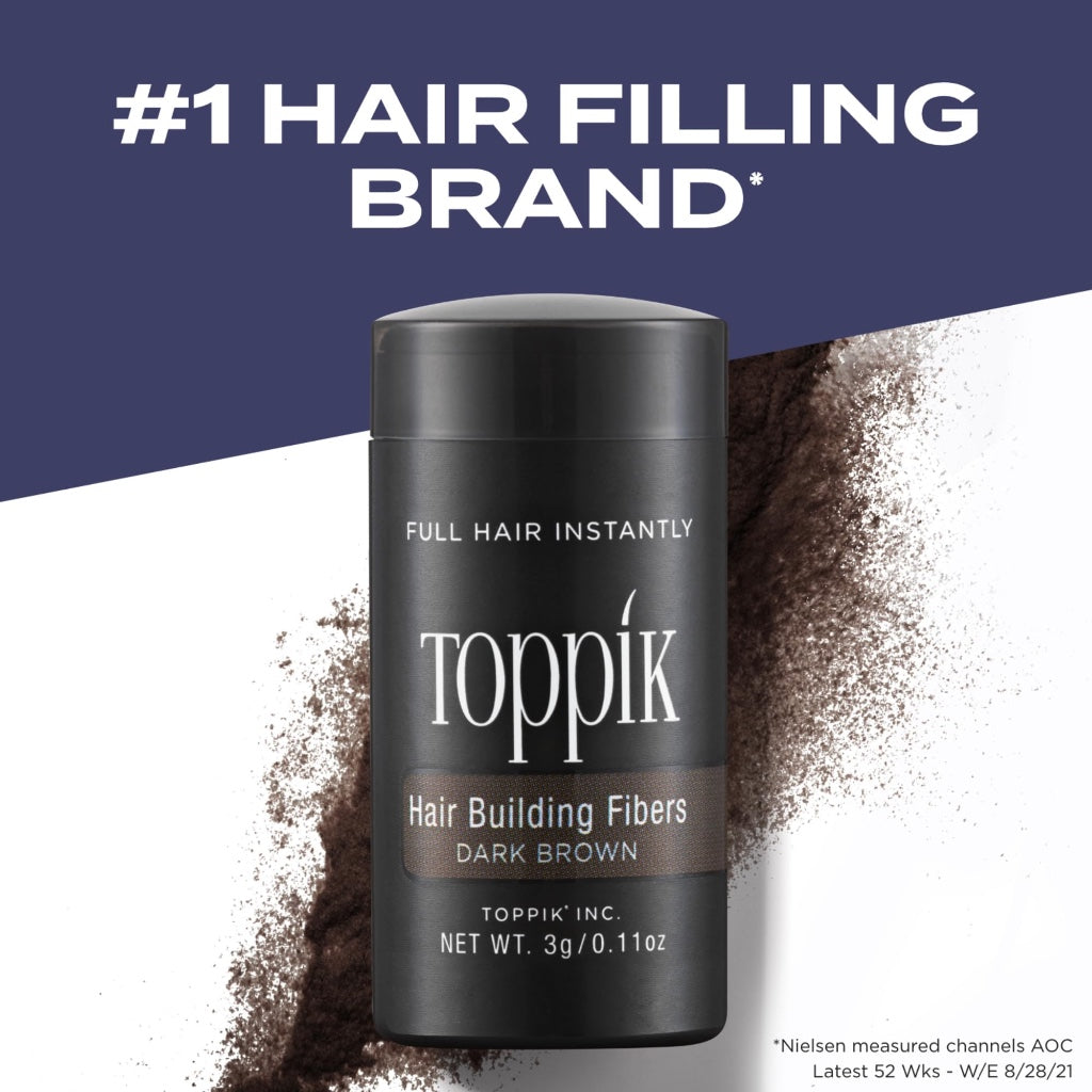 Toppik Hair Building Fibres Powder, for a Thicker-looking Hairline, Crown and Beard, Instant Thinning Concealer for Men and Women, Dark Brown, 12 g - Damaged Box