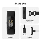 Fitbit Charge 6 Fitness Tracker with Heart Rate GPS and Obsidian Black Sport Band Activity Monitor for Running and Gym B0CHN2F11G - Like New