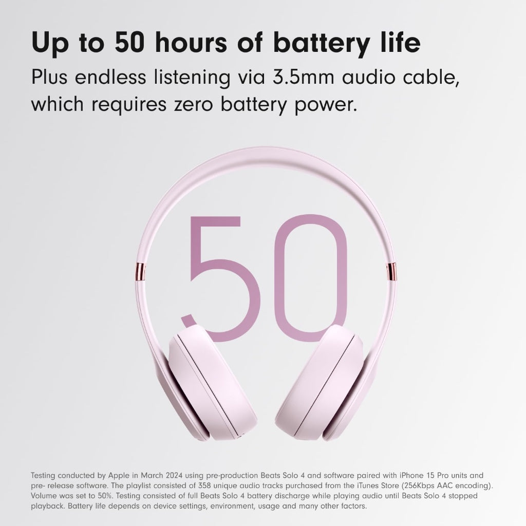 Beats Solo 4 Wireless Bluetooth On-Ear Headphones - Cloud Pink - High-Resolution Audio - Up to 50 Hours Battery Life - Apple and Android - Like New