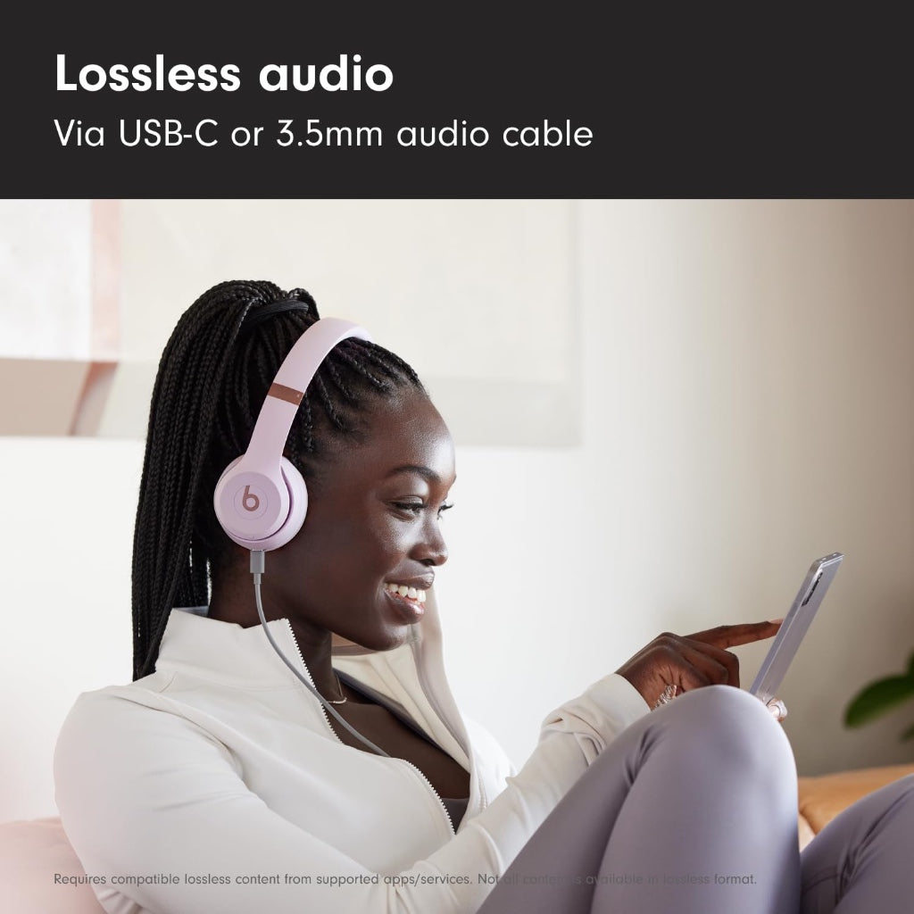 Beats Solo 4 Wireless Bluetooth On-Ear Headphones - Cloud Pink - High-Resolution Audio - Up to 50 Hours Battery Life - Apple and Android - Like New