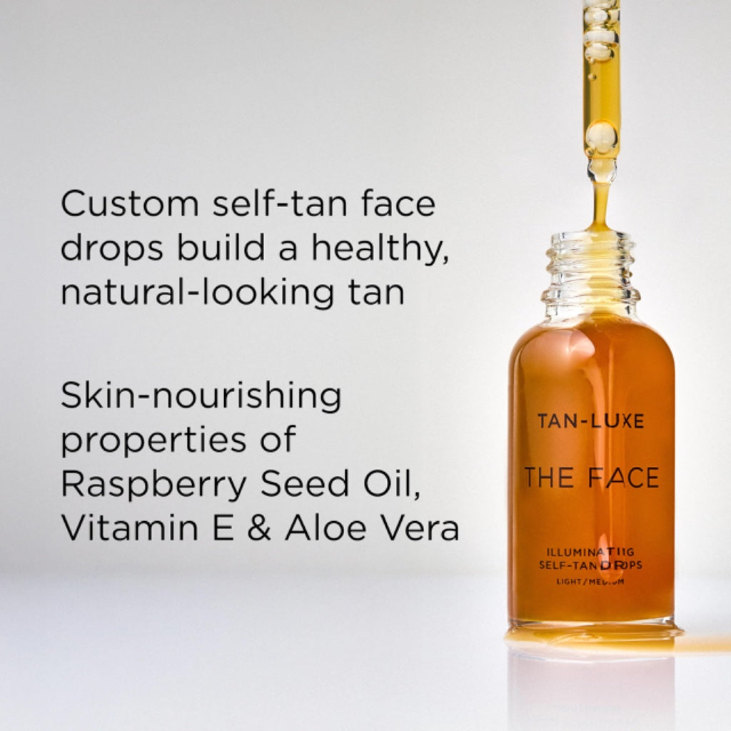 TAN-LUXE The Face - Illuminating Self-Tan Drops to Create Your Own Self Tanner, 30ml - Cruelty & Toxin Free - Light/Medium - Damaged Box