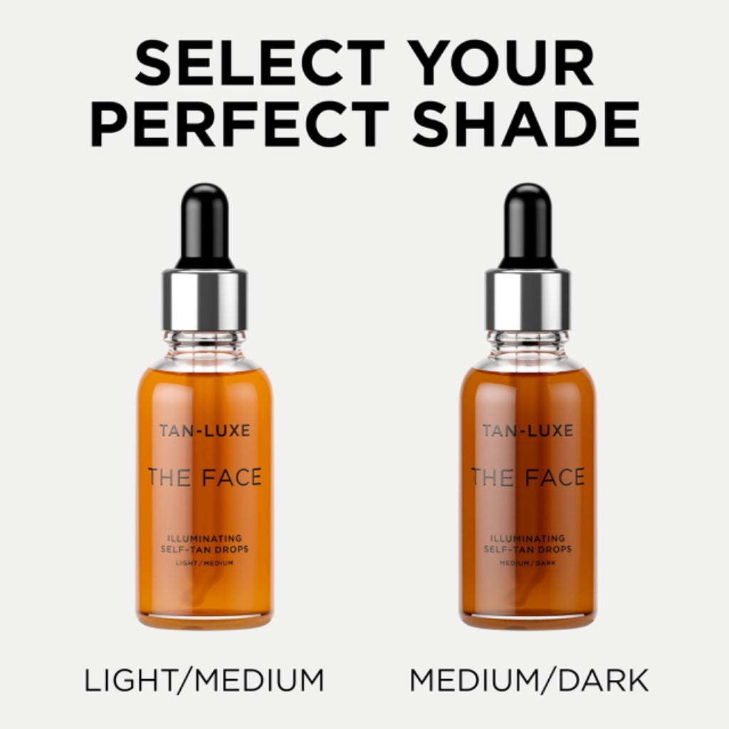 TAN-LUXE The Face - Illuminating Self-Tan Drops to Create Your Own Self Tanner, 30ml - Cruelty & Toxin Free - Light/Medium - Damaged Box