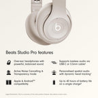 Beats Studio Pro Wireless Bluetooth Noise Cancelling Headphones - Sandstone - Over-Ear Spatial Audio Headset for iPhone and Android - Like New