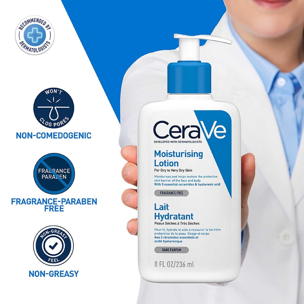 CeraVe Moisturising Lotion 236ml - Daily Face and Body Moisturiser for Dry to Very Dry Skin with 3 Essential Ceramides and Hyaluronic Acid