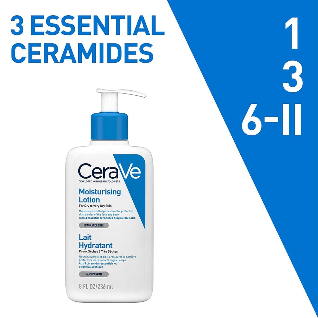CeraVe Moisturising Lotion 236ml - Daily Face and Body Moisturiser for Dry to Very Dry Skin with 3 Essential Ceramides and Hyaluronic Acid