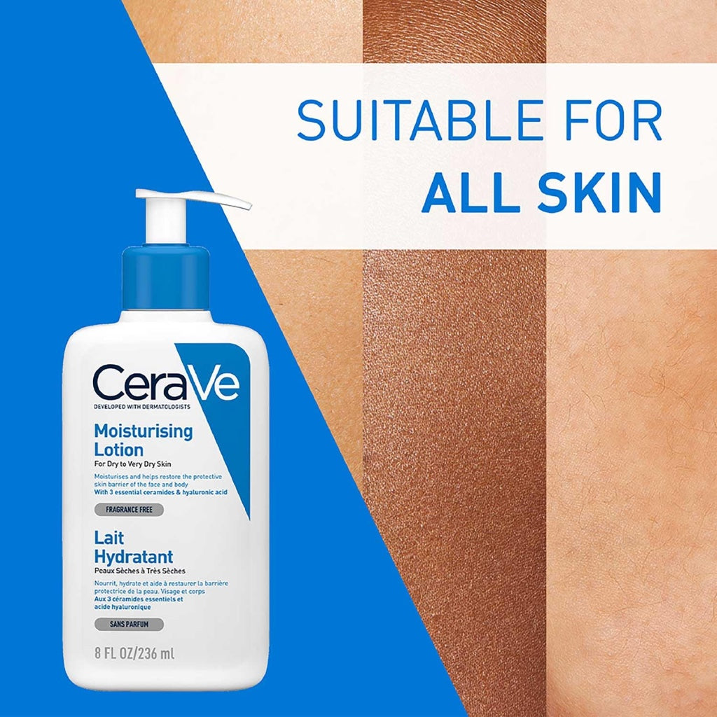 CeraVe Moisturising Lotion 236ml - Daily Face and Body Moisturiser for Dry to Very Dry Skin with 3 Essential Ceramides and Hyaluronic Acid