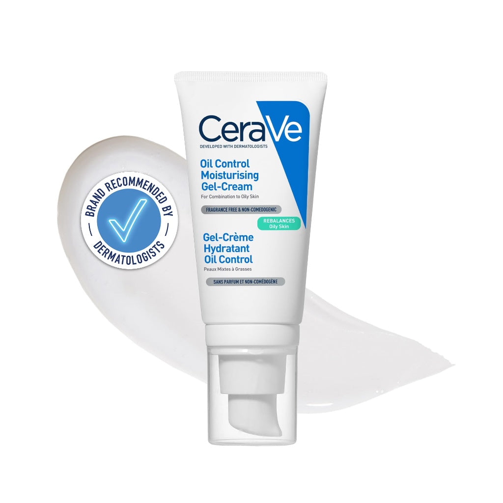 CeraVe Oil Control Moisturising Gel Cream 52ml - Oil Absorbing Face Moisturiser for Oily and Combination Skin with Ceramides and Hyaluronic