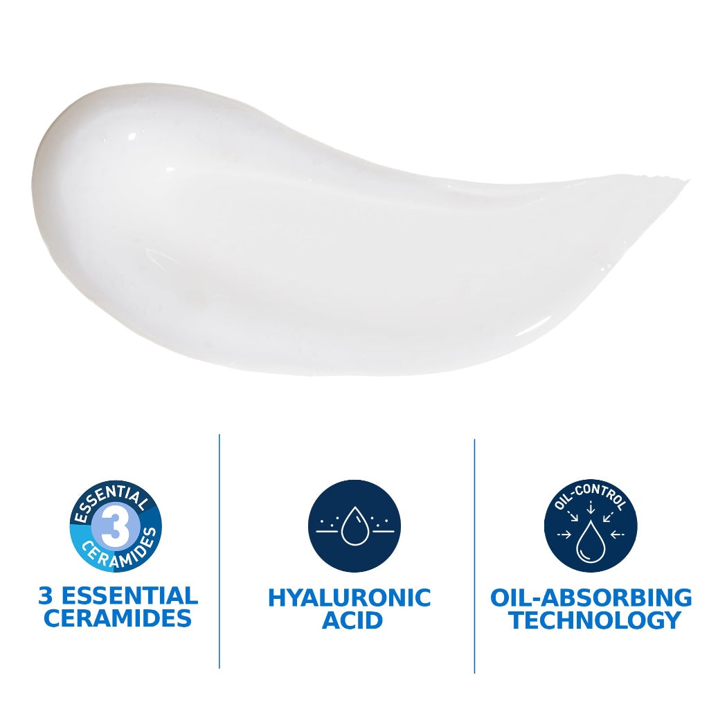 CeraVe Oil Control Moisturising Gel Cream 52ml - Oil Absorbing Face Moisturiser for Oily and Combination Skin with Ceramides and Hyaluronic