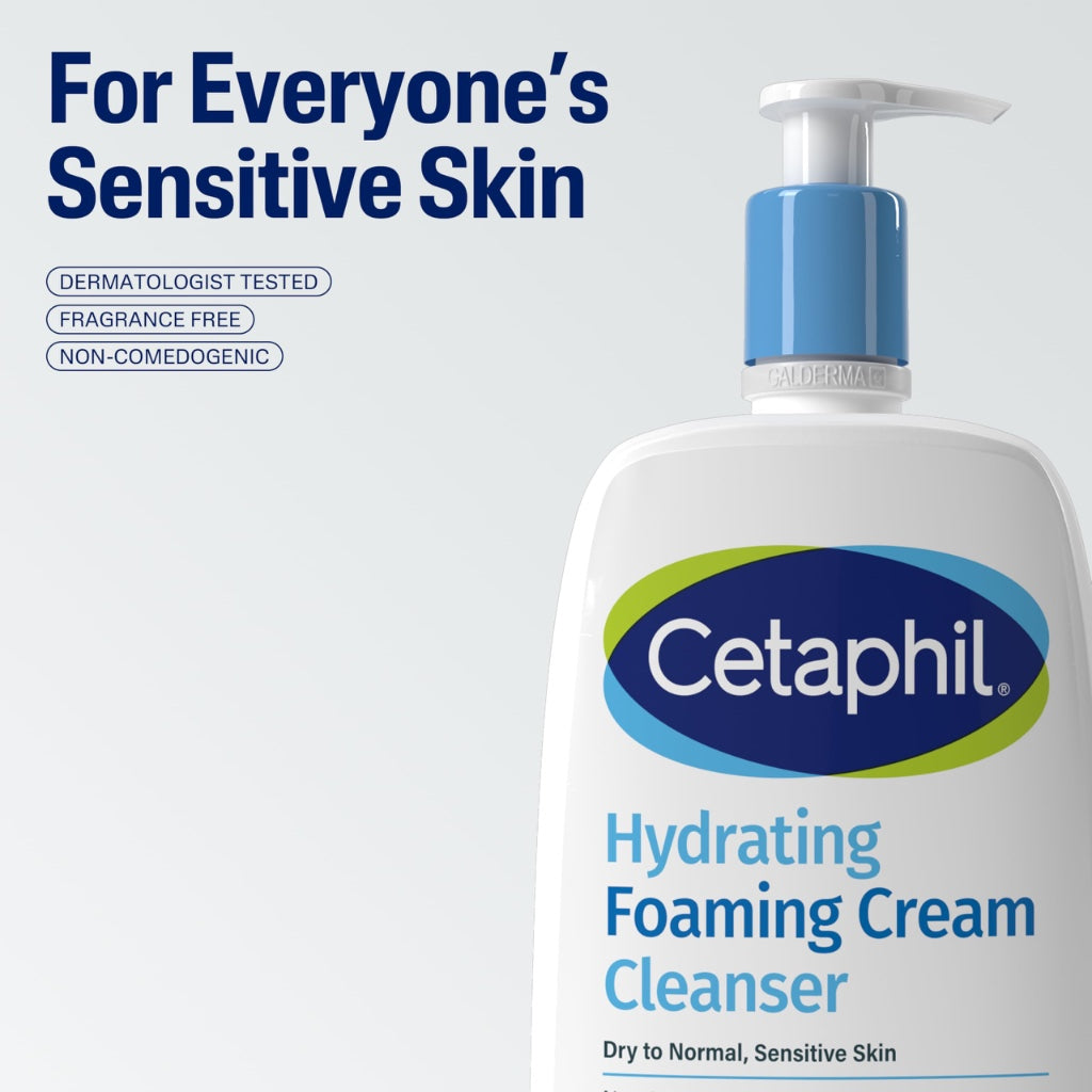 Cetaphil Hydrating Foaming Cream Cleanser 473ml Face Wash and Makeup Remover with Niacinamide for Dry and Sensitive Skin Vegan Friendly