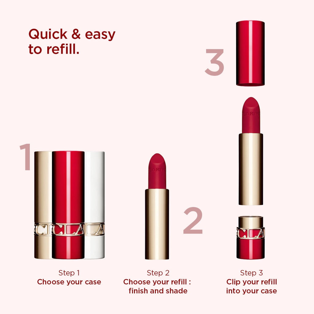 Clarins Joli Rouge Velvet Lipstick Refill 732 Grenadine 3.5g Matte Finish Long Lasting Moisturising Lip Colour Refillable Case Insert