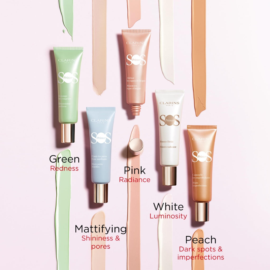 Clarins SOS Primer Peach 30ml - Colour Correcting Face Primer for Dark Circles and Imperfections - Oil Free Makeup Base - Damaged Box