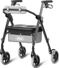 Vocic Z11 Rollator Walker with Seat and Backrest Foldable All Terrain Mobility Aid for Seniors Lightweight Adjustable Height 172kg Capacity