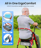 Vocic Z11 Rollator Walker with Seat and Backrest Foldable All Terrain Mobility Aid for Seniors Lightweight Adjustable Height 172kg Capacity