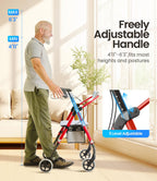 Vocic Z11 Rollator Walker with Seat and Backrest Foldable All Terrain Mobility Aid for Seniors Lightweight Adjustable Height 172kg Capacity