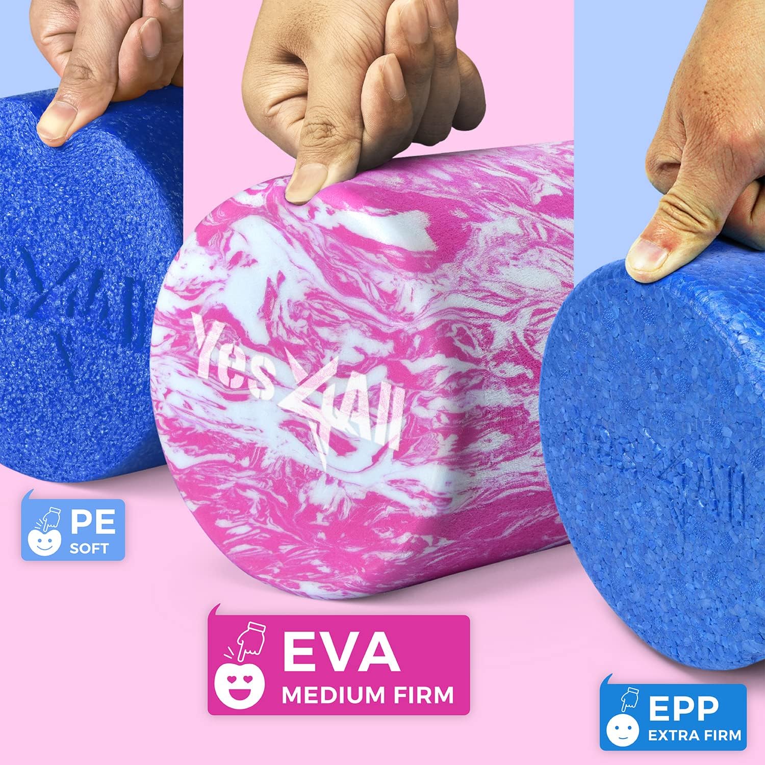 Yes4All EVA Foam Roller 18 Inch Unicorn Marbled High Density Muscle Massager for Deep Tissue Physical Therapy and Exercise Recovery - Damaged Box