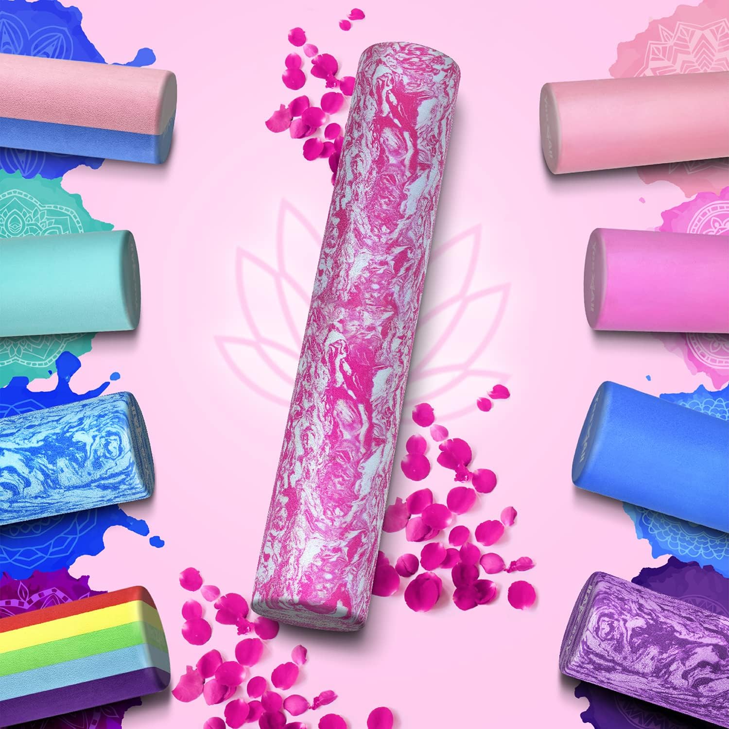 Yes4All EVA Foam Roller 18 Inch Unicorn Marbled High Density Muscle Massager for Deep Tissue Physical Therapy and Exercise Recovery - Damaged Box