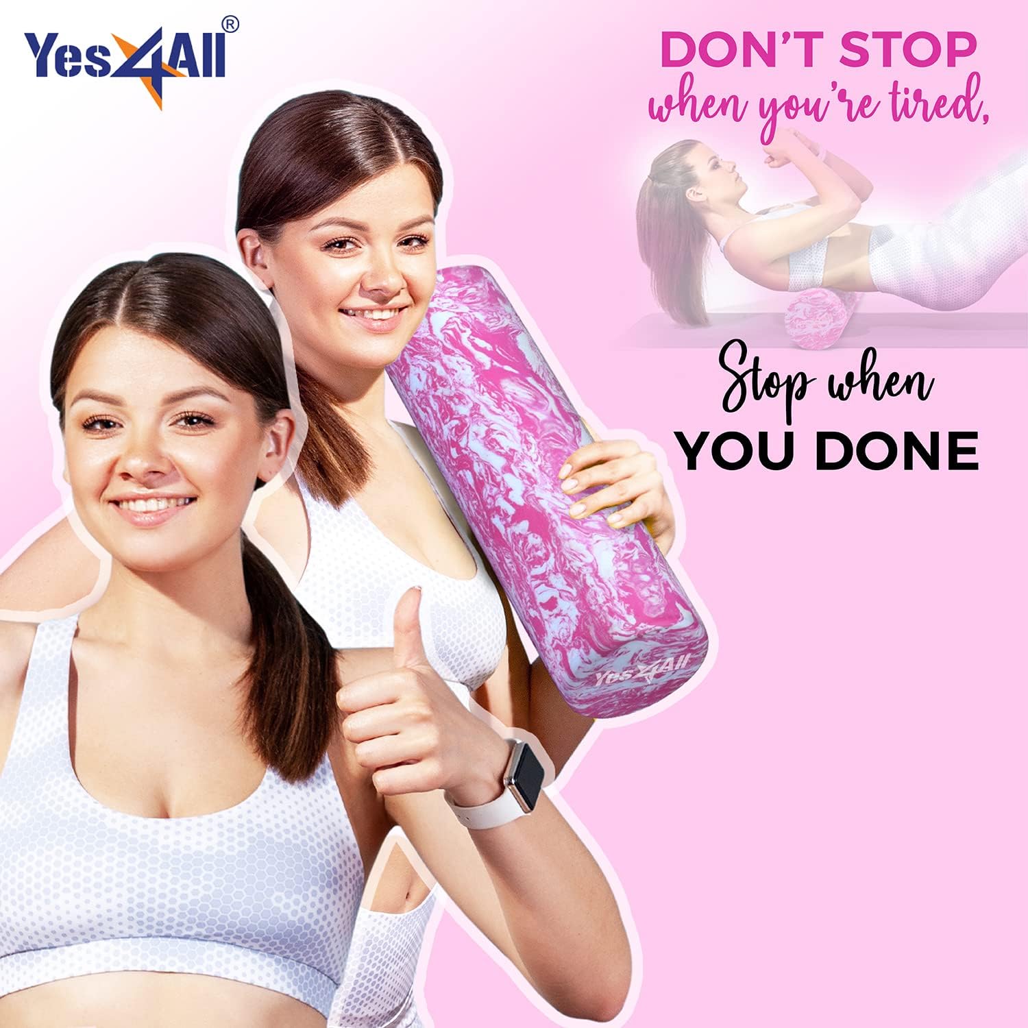 Yes4All EVA Foam Roller 18 Inch Unicorn Marbled High Density Muscle Massager for Deep Tissue Physical Therapy and Exercise Recovery - Damaged Box