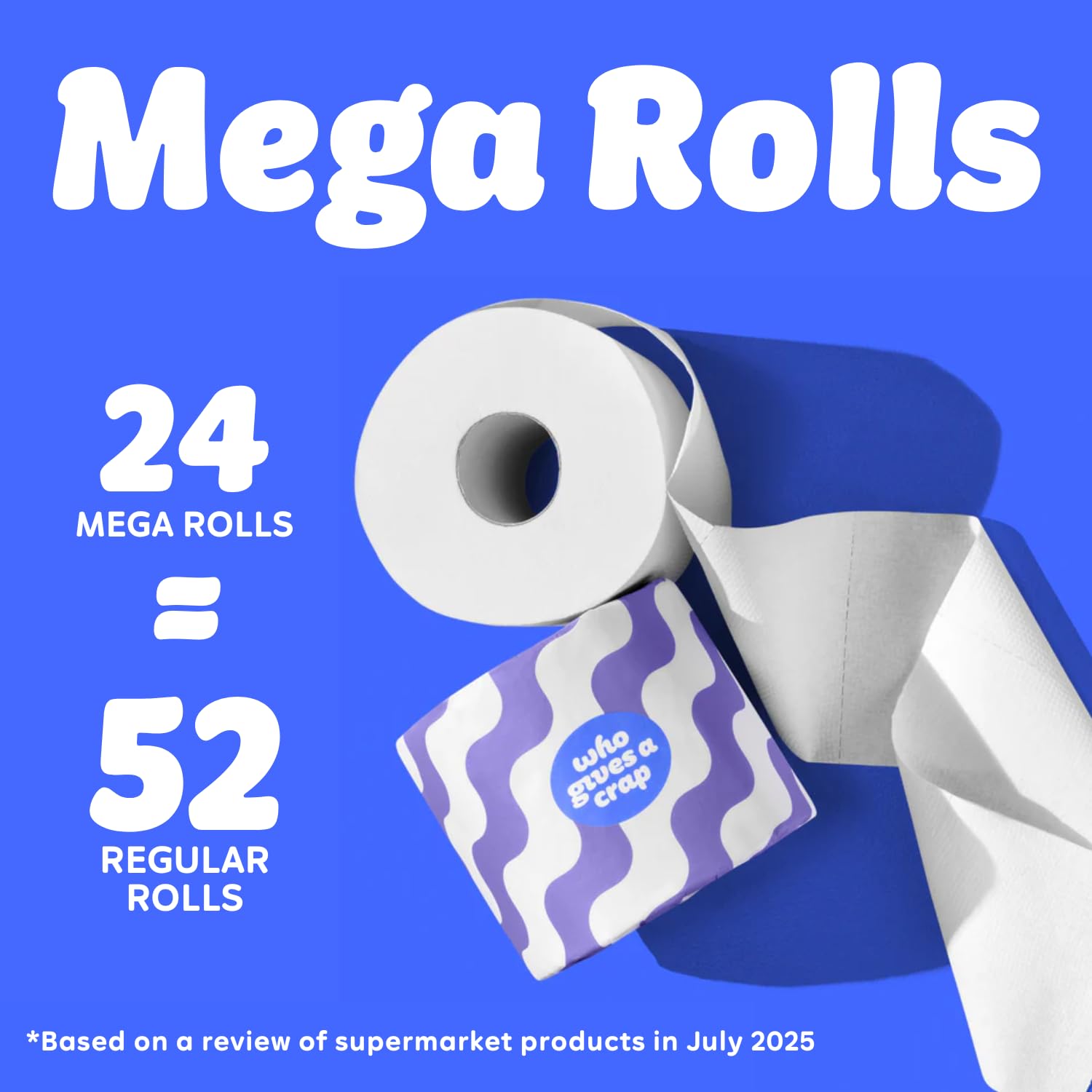 Who Gives A Crap 100% Recycled Toilet Roll Box of 24 Rolls 3-Ply 400 Sheets Eco Friendly Sustainable Bathroom Tissue Double Length Rolls - Damaged Box