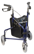 Aidapt 3 Wheeled Tri Walker Lightweight Folding Mobility Aid Rollator with Storage Bag and Lockable Brakes Blue VP174B - Very Good